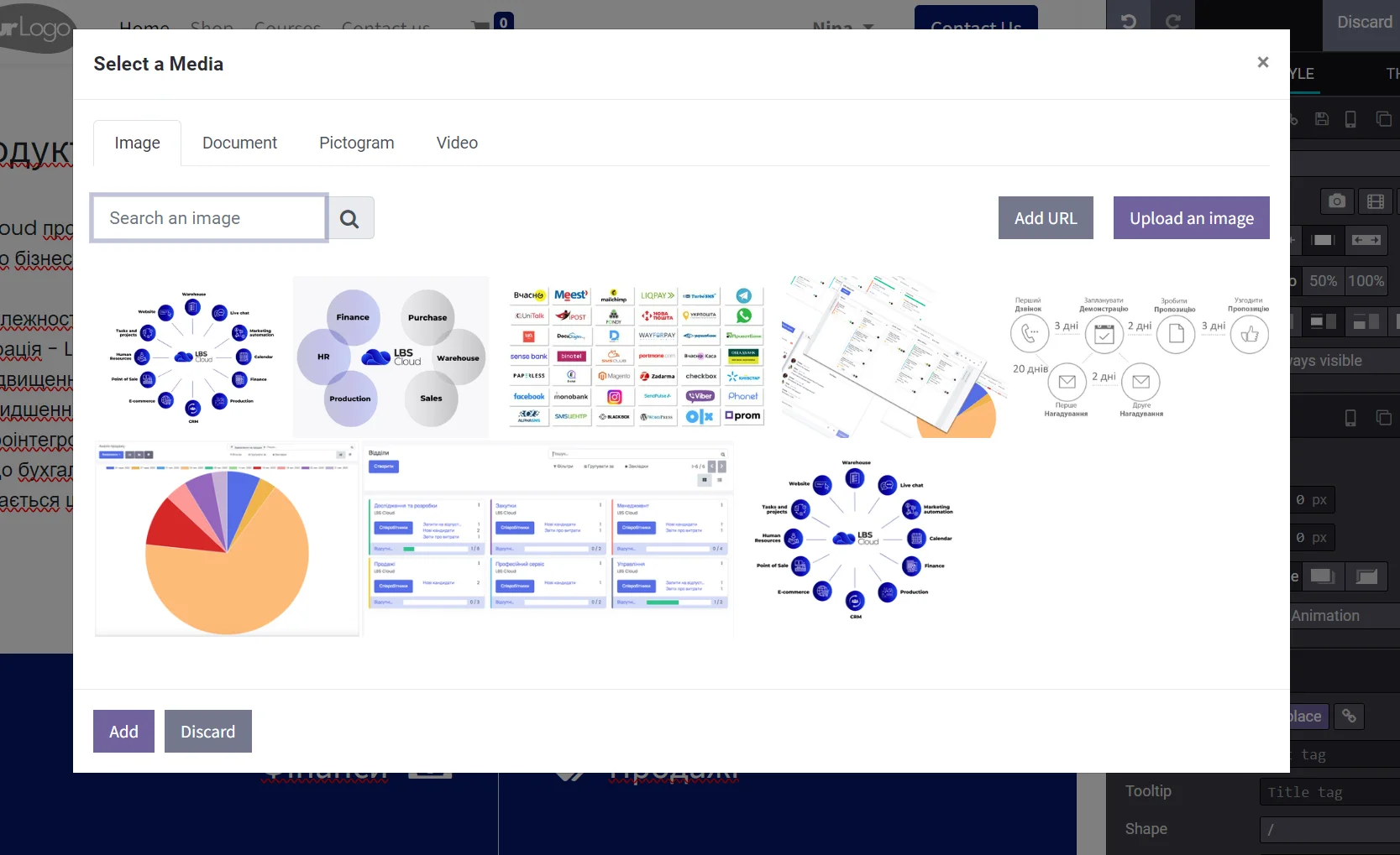 drag and drop site builder LBS Cloud